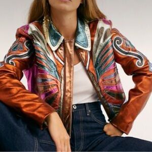 Free People Stars are Psychedelic leather jacket